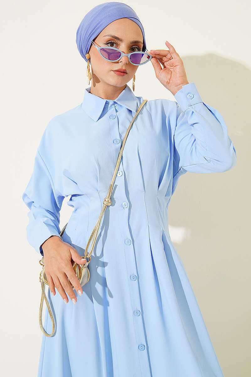 Dress with Front Darts - Blue