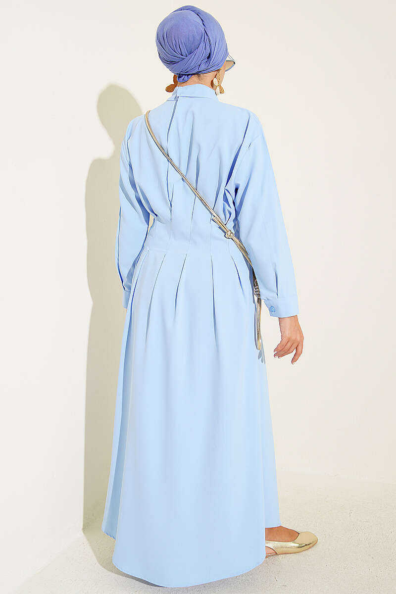 Dress with Front Darts - Blue