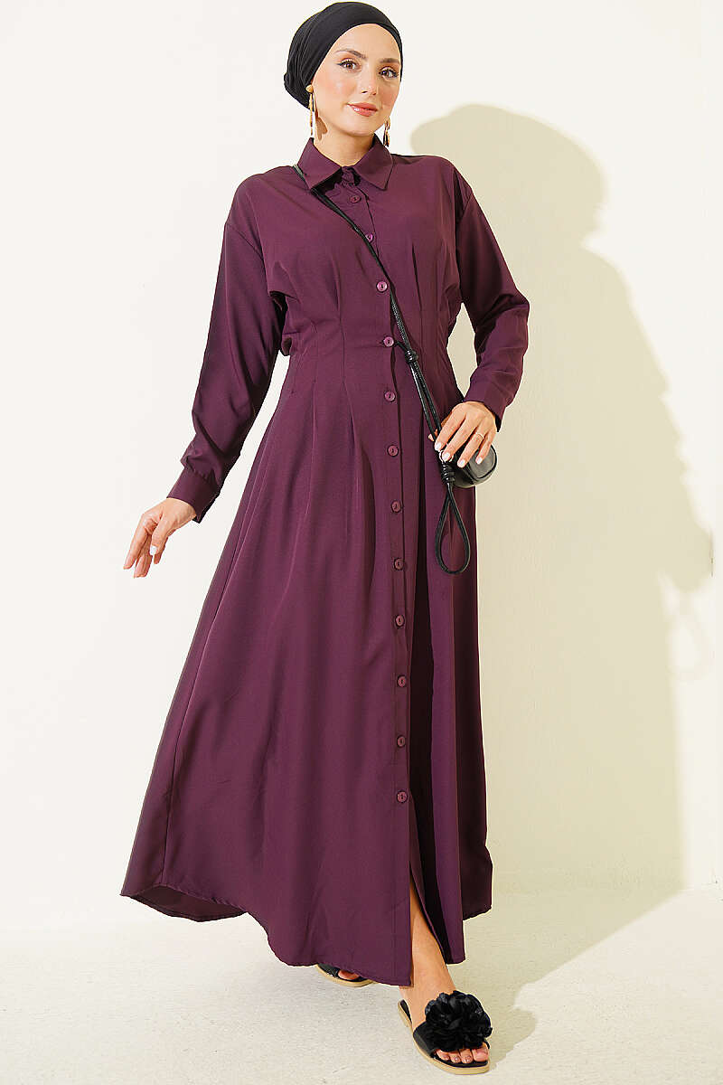 Dress with Front Darts - Plum
