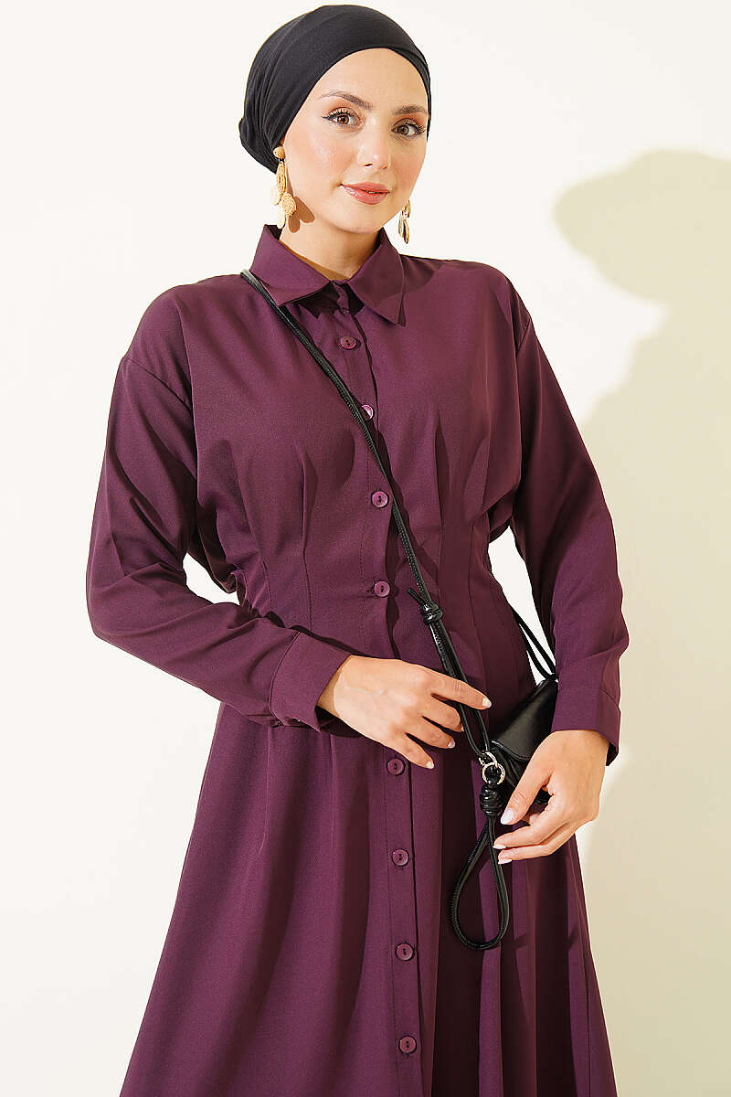Dress with Front Darts - Plum