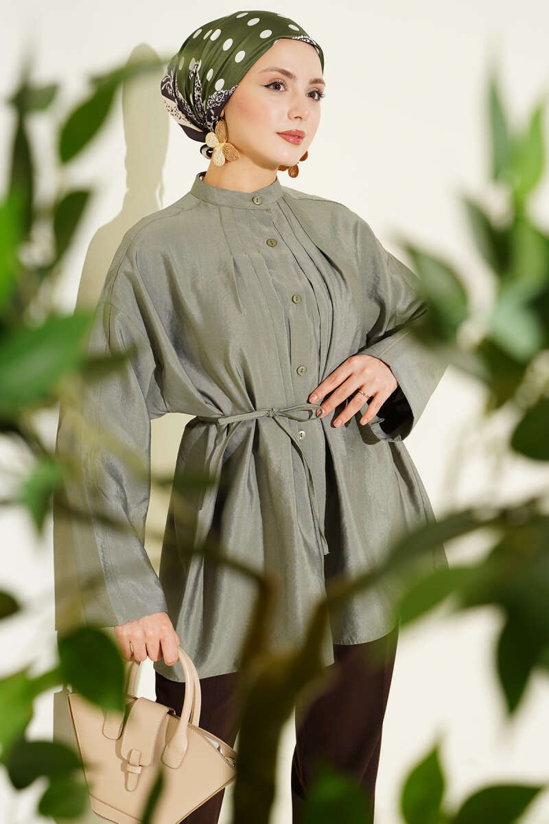 Parachute Shirt with Front Darts - Khaki