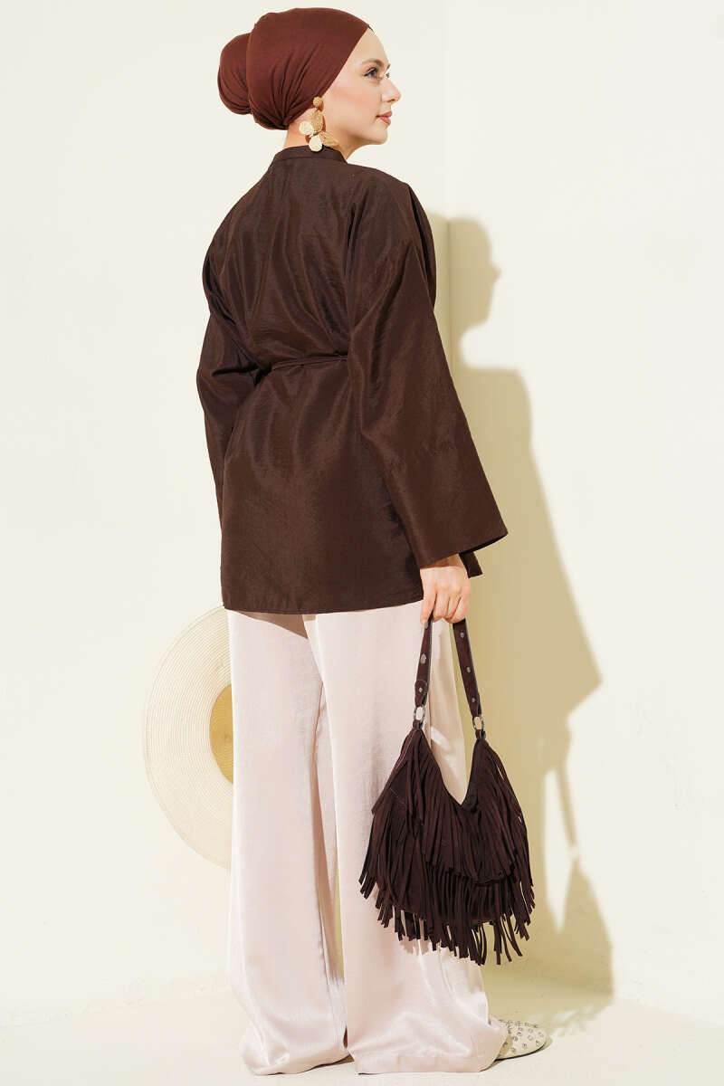 Parachute Shirt with Front Darts - Brown