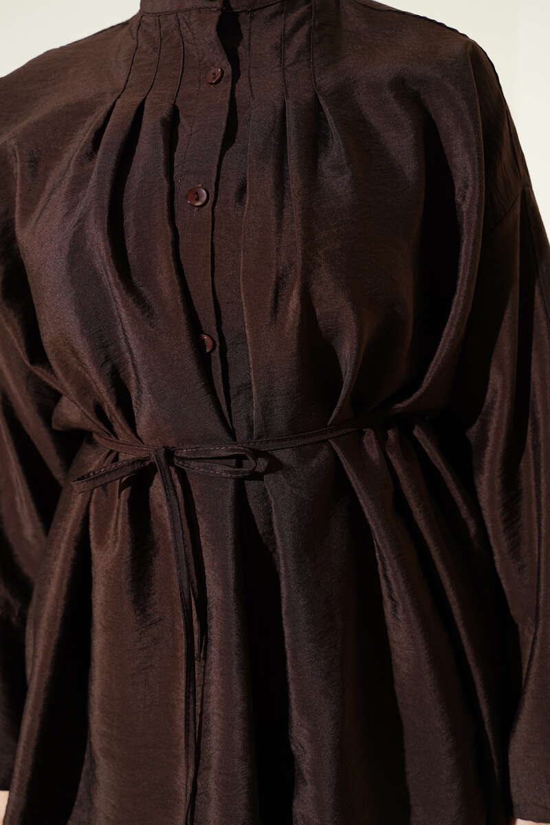 Parachute Shirt with Front Darts - Brown