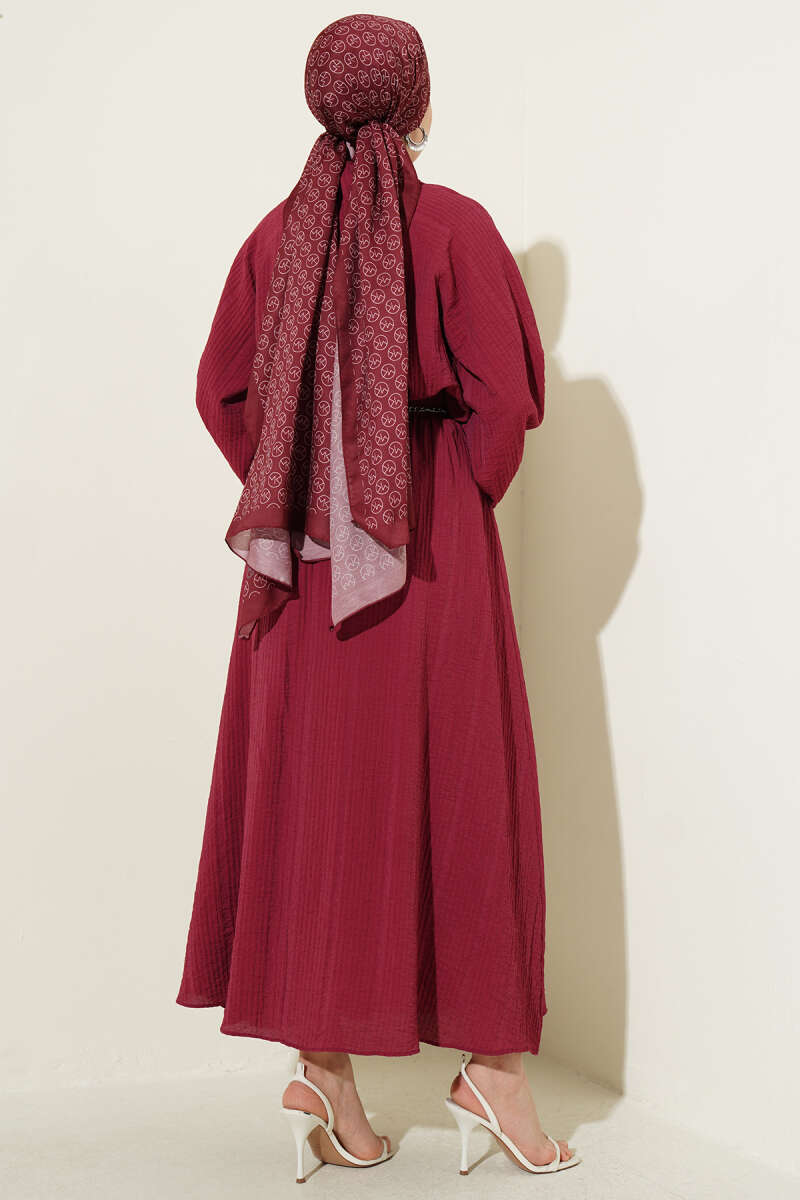 Skirt Set with Lace Front Trim - Burgundy