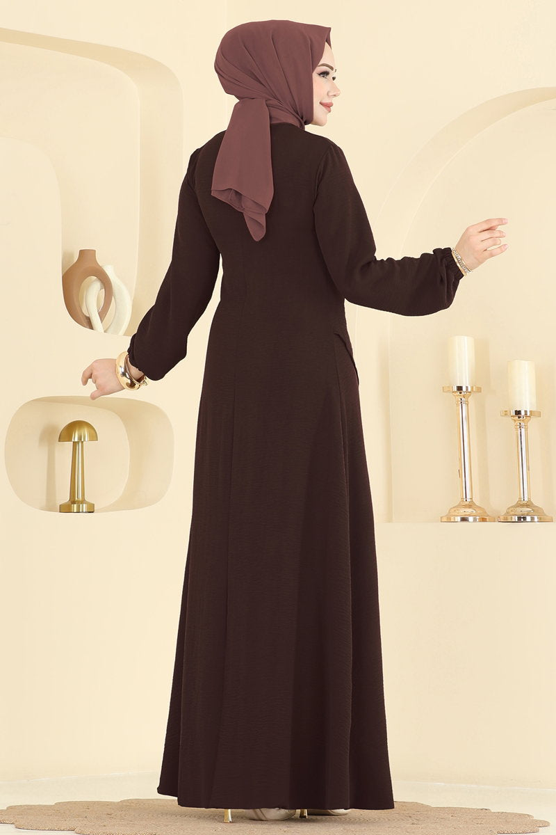Aerobin Dress with Front Buckle - Dark Brown