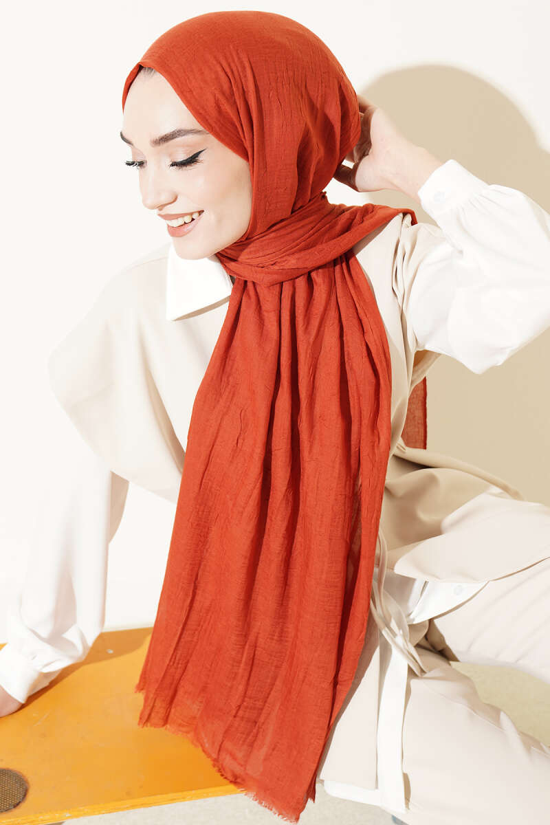 Organic Bamboo Crinkle Shawl - Brick