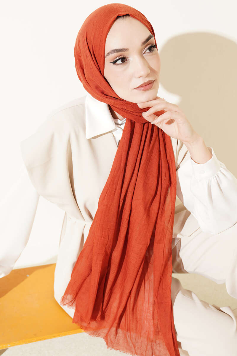Organic Bamboo Crinkle Shawl - Brick