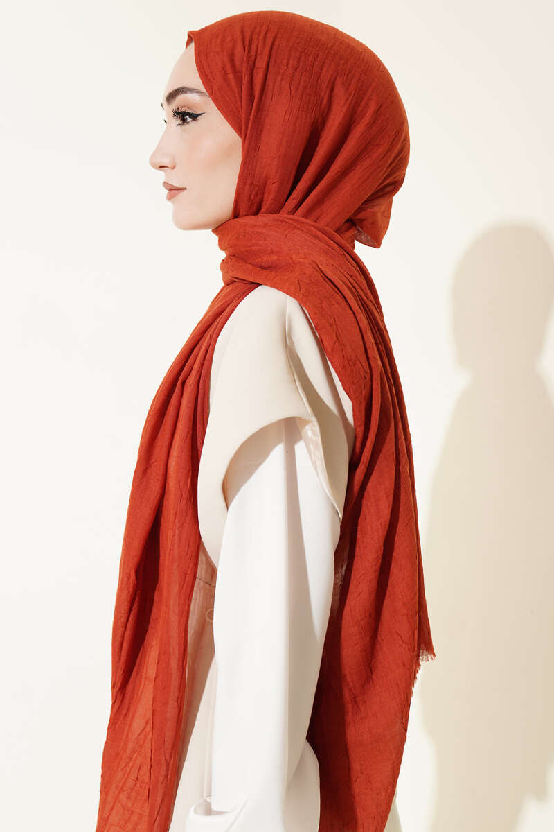 Organic Bamboo Crinkle Shawl - Brick