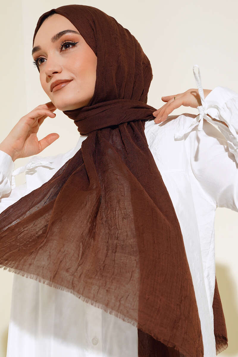 Organic Bamboo Crinkle Shawl - Dark Brown