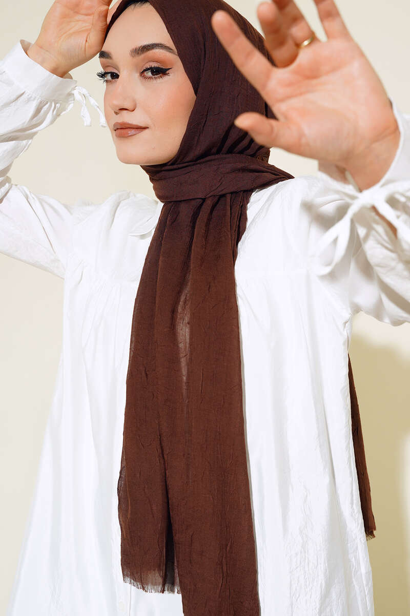 Organic Bamboo Crinkle Shawl - Dark Brown