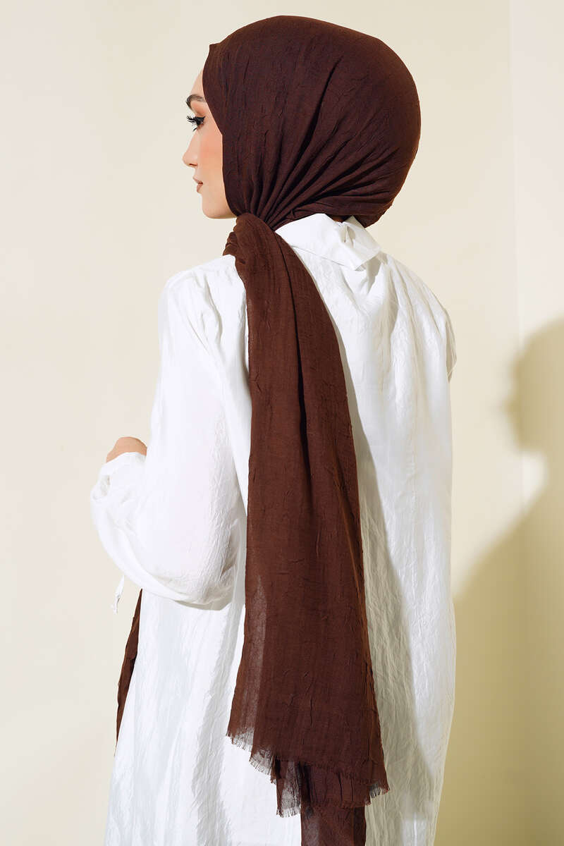 Organic Bamboo Crinkle Shawl - Dark Brown