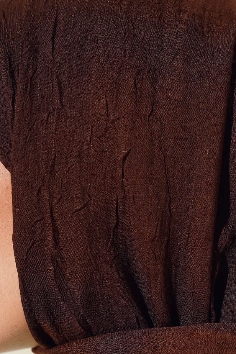 Organic Bamboo Crinkle Shawl - Dark Brown
