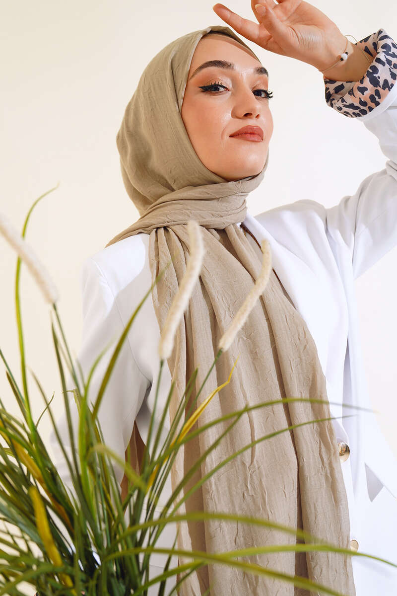 Organic Bamboo Crinkle Shawl - Light Mink
