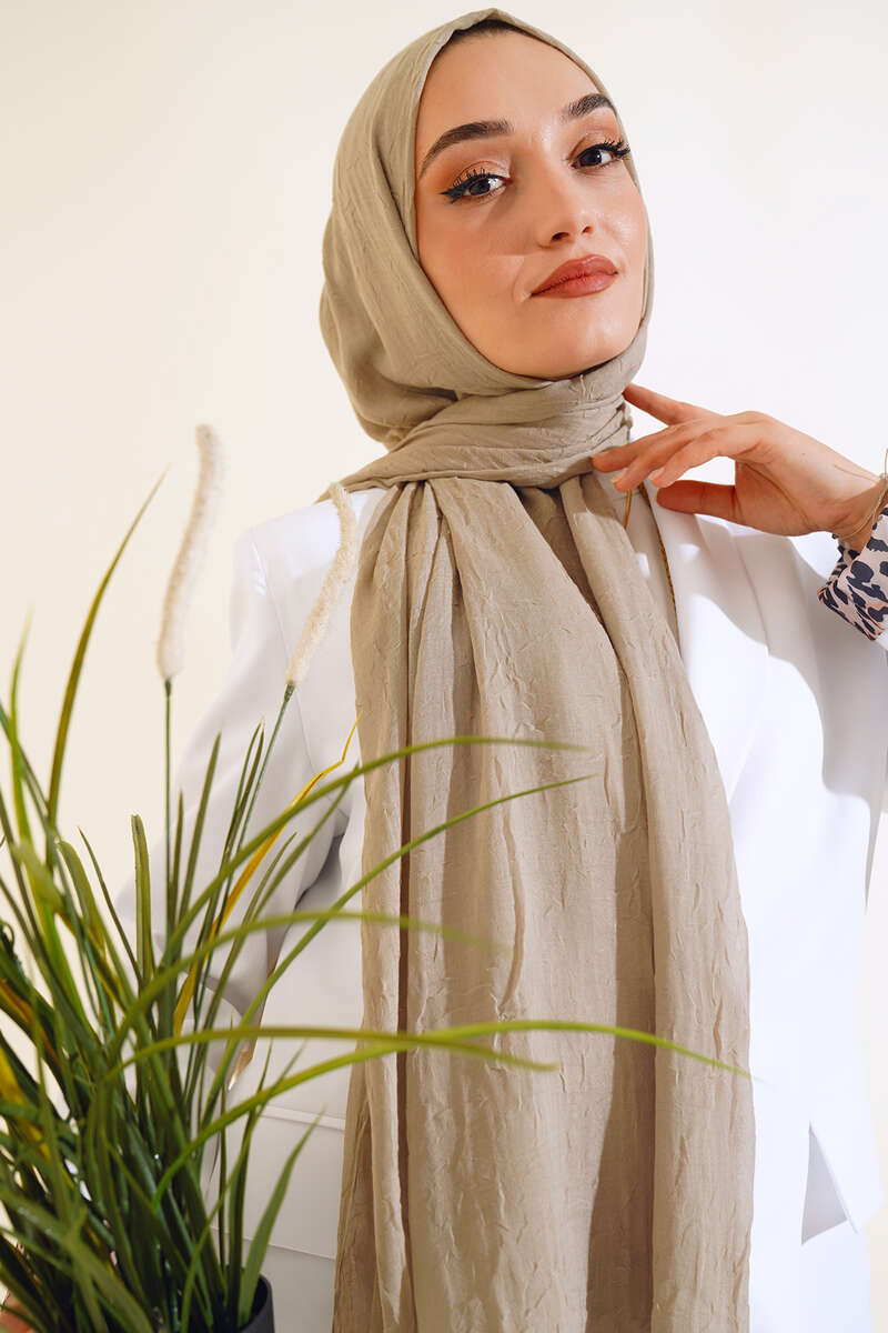 Organic Bamboo Crinkle Shawl - Light Mink