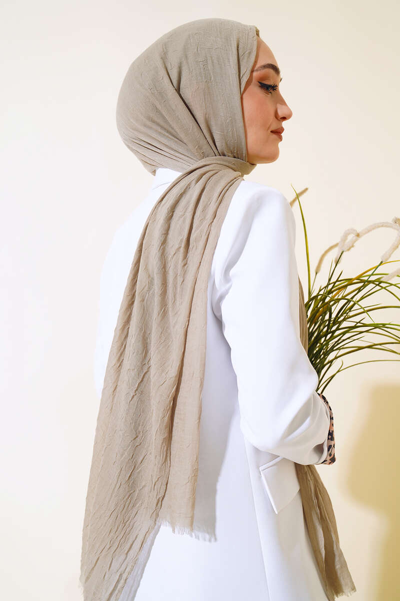 Organic Bamboo Crinkle Shawl - Light Mink