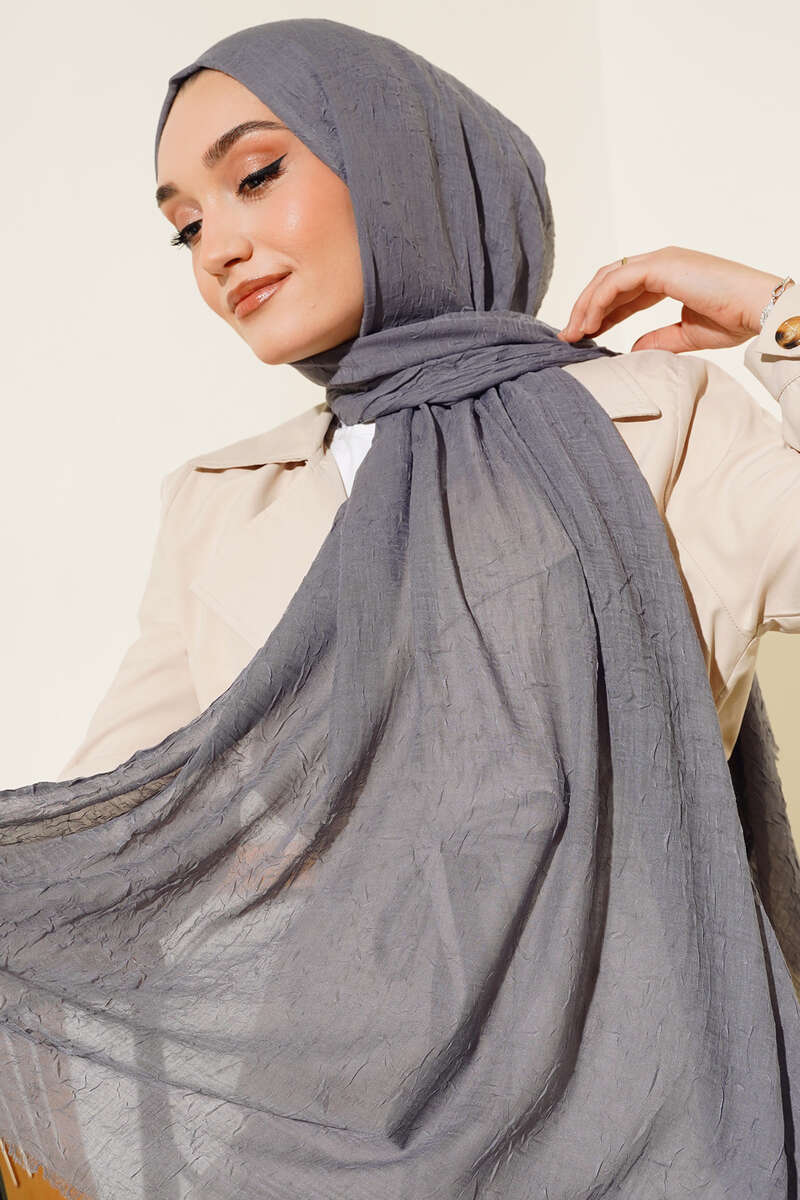 Organic Bamboo Crinkle Shawl - Smoke Grey