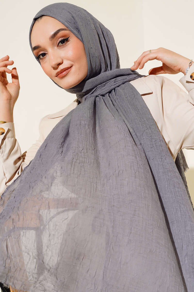 Organic Bamboo Crinkle Shawl - Smoke Grey