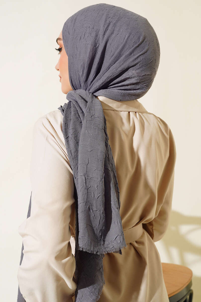 Organic Bamboo Crinkle Shawl - Smoke Grey
