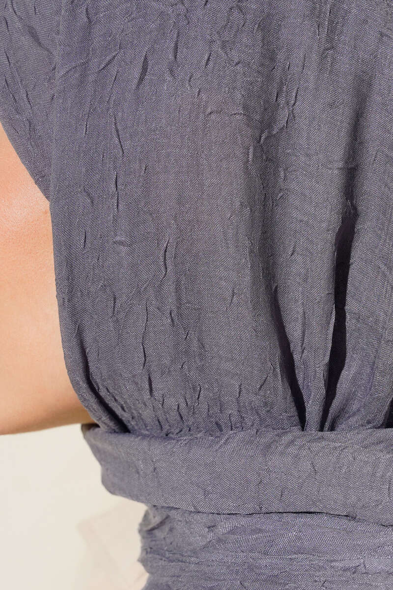 Organic Bamboo Crinkle Shawl - Smoke Grey