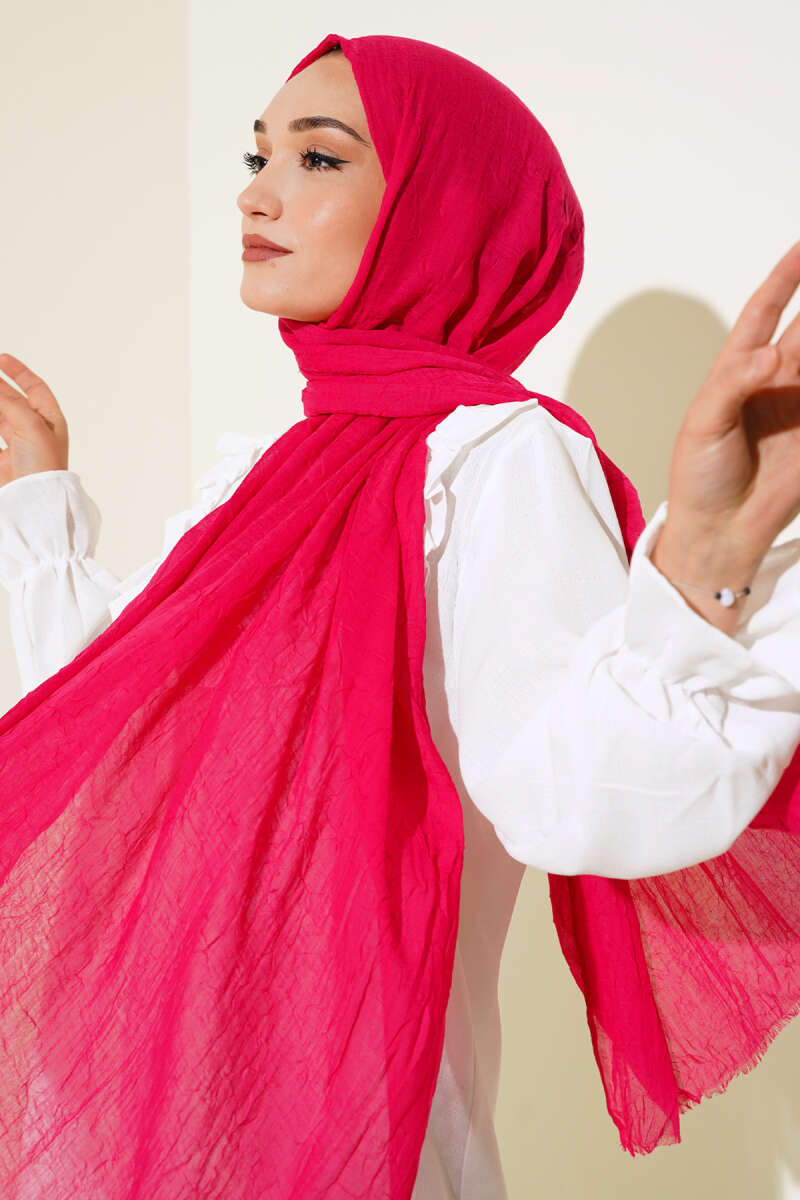 Organic Bamboo Crinkle Shawl - Fuchsia
