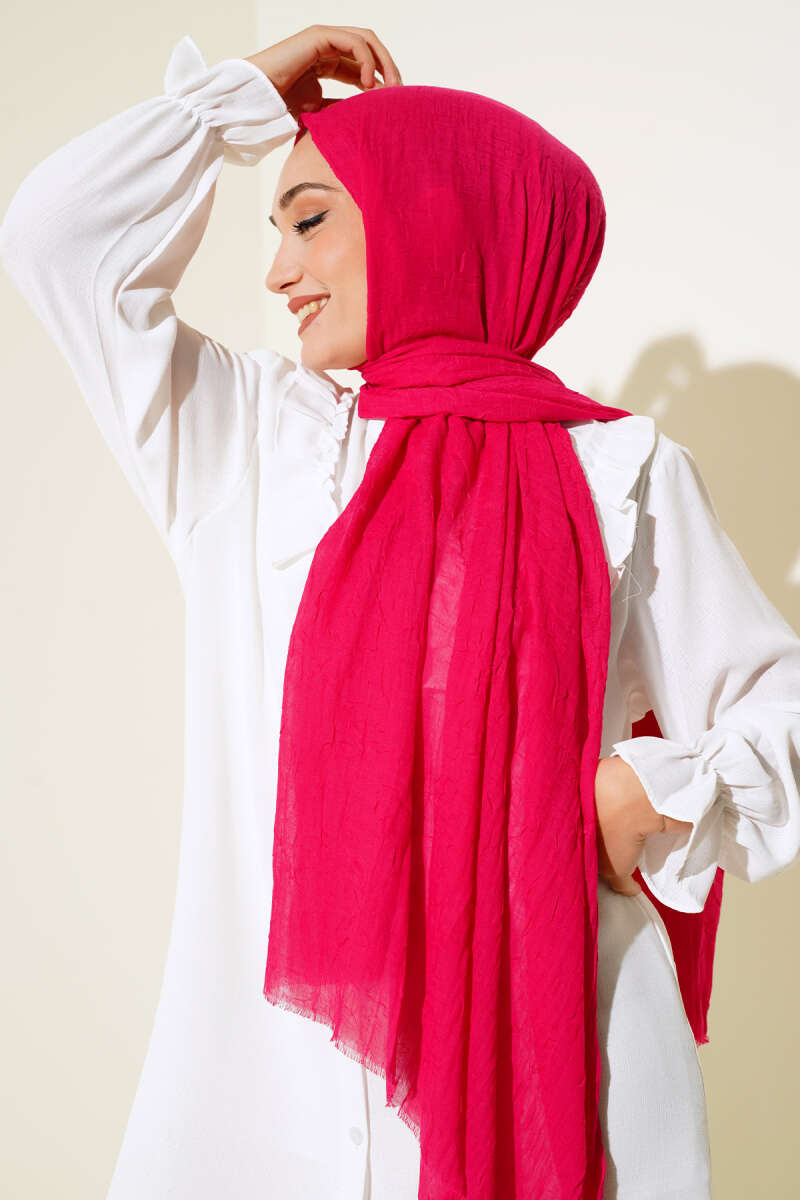 Organic Bamboo Crinkle Shawl - Fuchsia