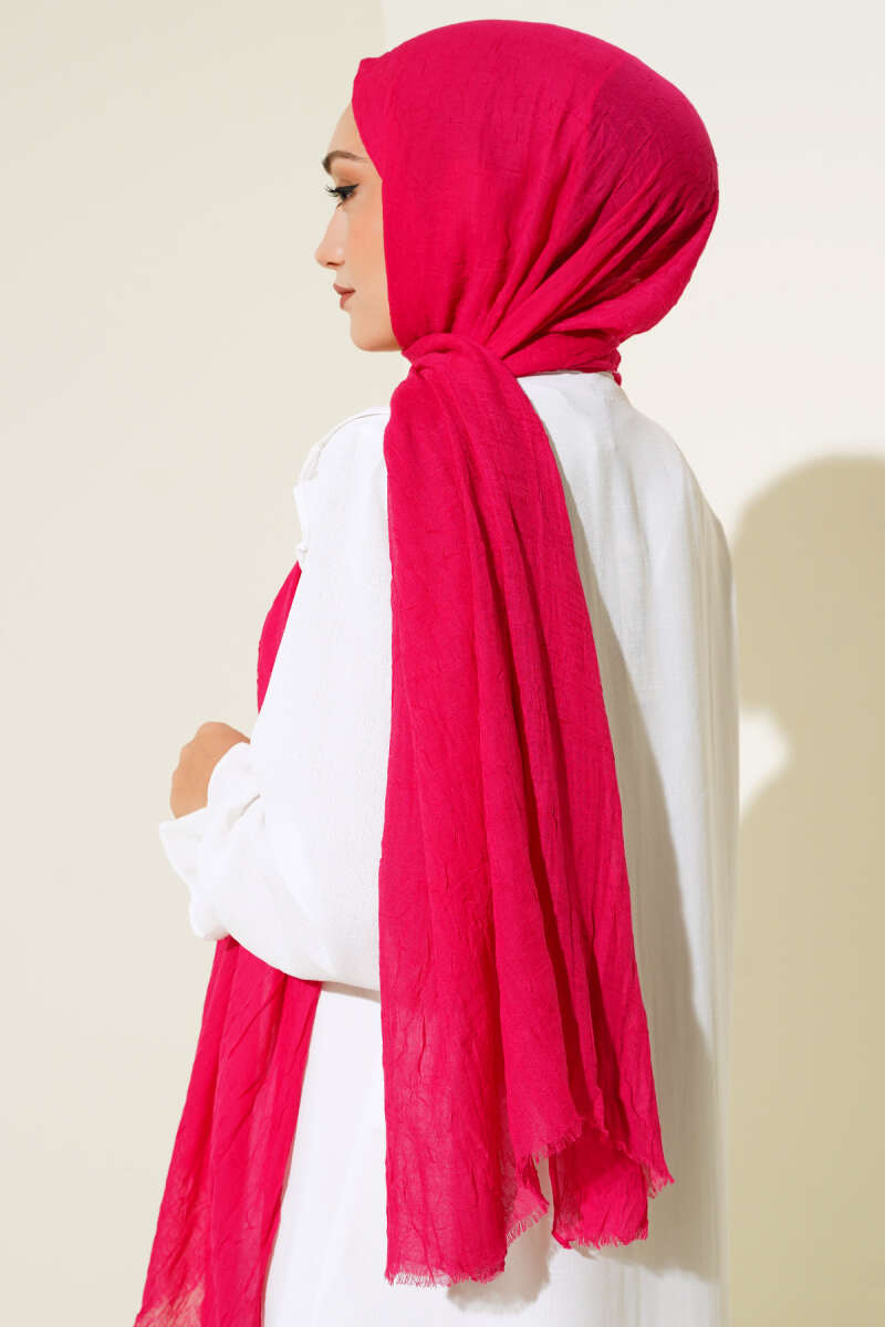 Organic Bamboo Crinkle Shawl - Fuchsia