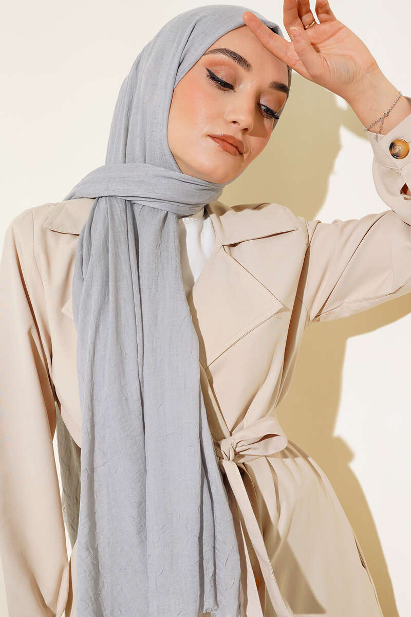 Organic Bamboo Crinkle Shawl - Grey