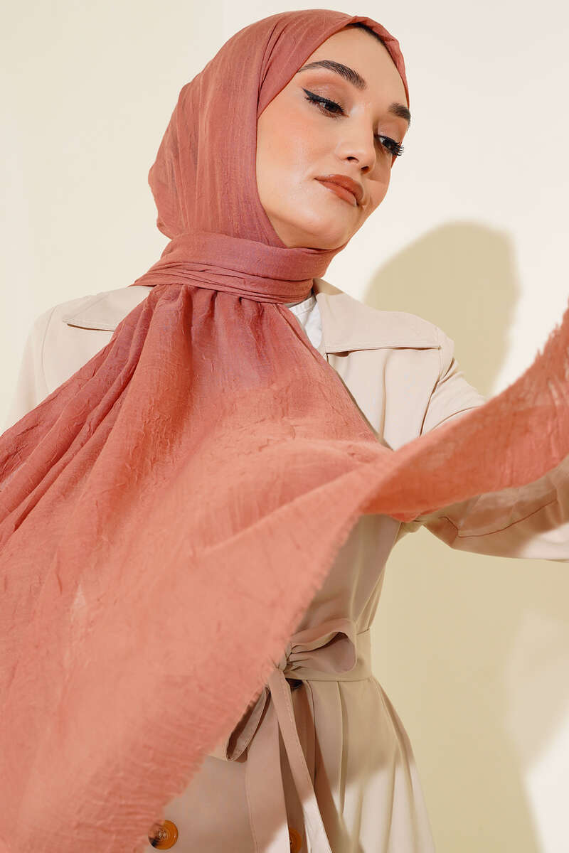 Organic Bamboo Crinkle Shawl - Dusty Rose