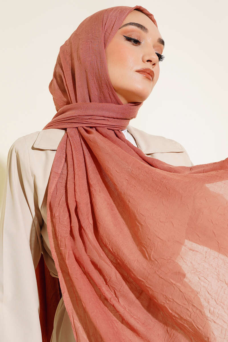 Organic Bamboo Crinkle Shawl - Dusty Rose