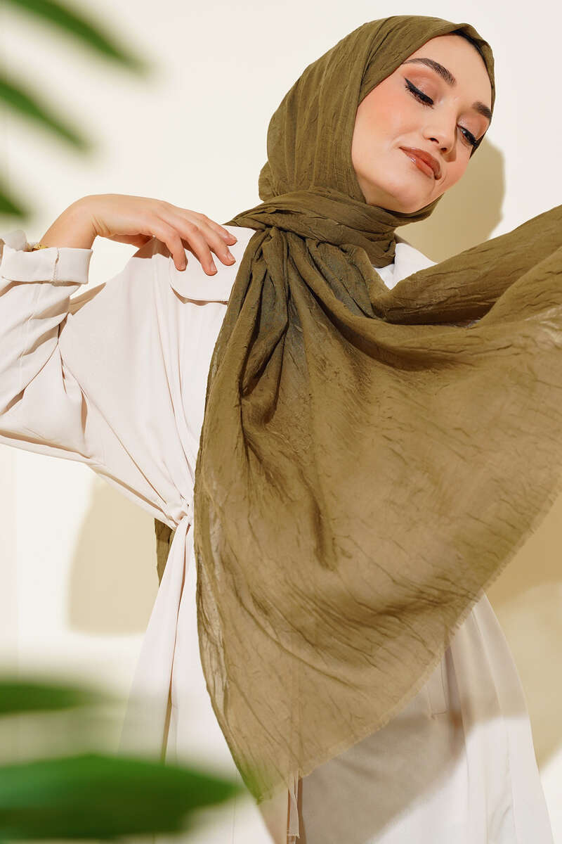 Organic Bamboo Crinkle Shawl - Khaki