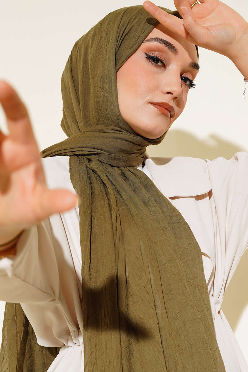Organic Bamboo Crinkle Shawl - Khaki