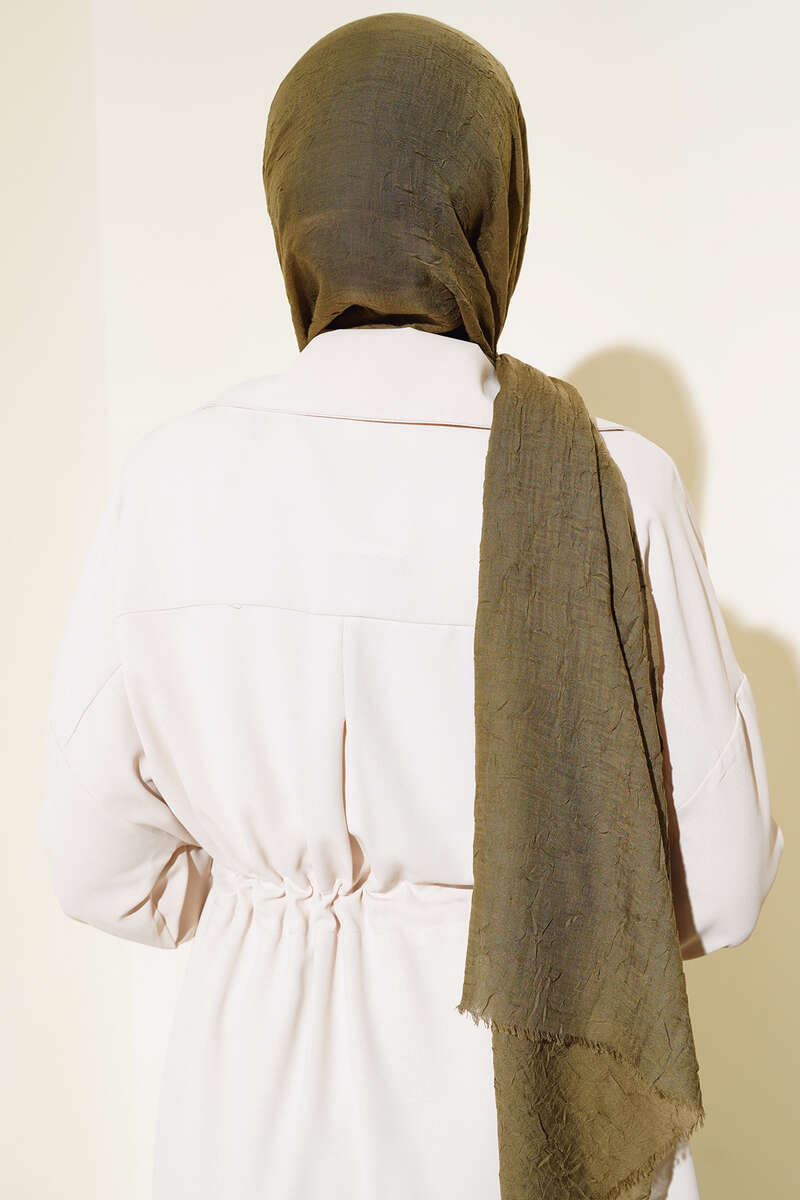 Organic Bamboo Crinkle Shawl - Khaki