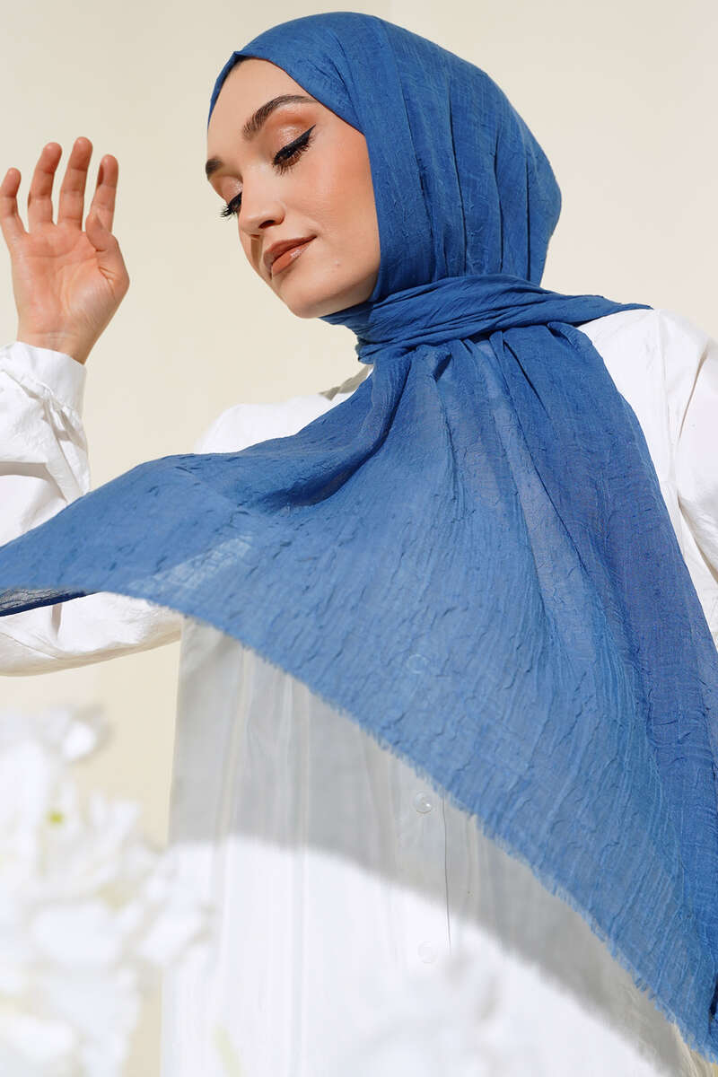 Organic Bamboo Crinkle Shawl - Indigo