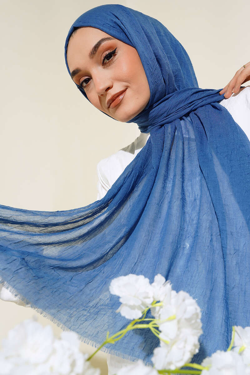 Organic Bamboo Crinkle Shawl - Indigo