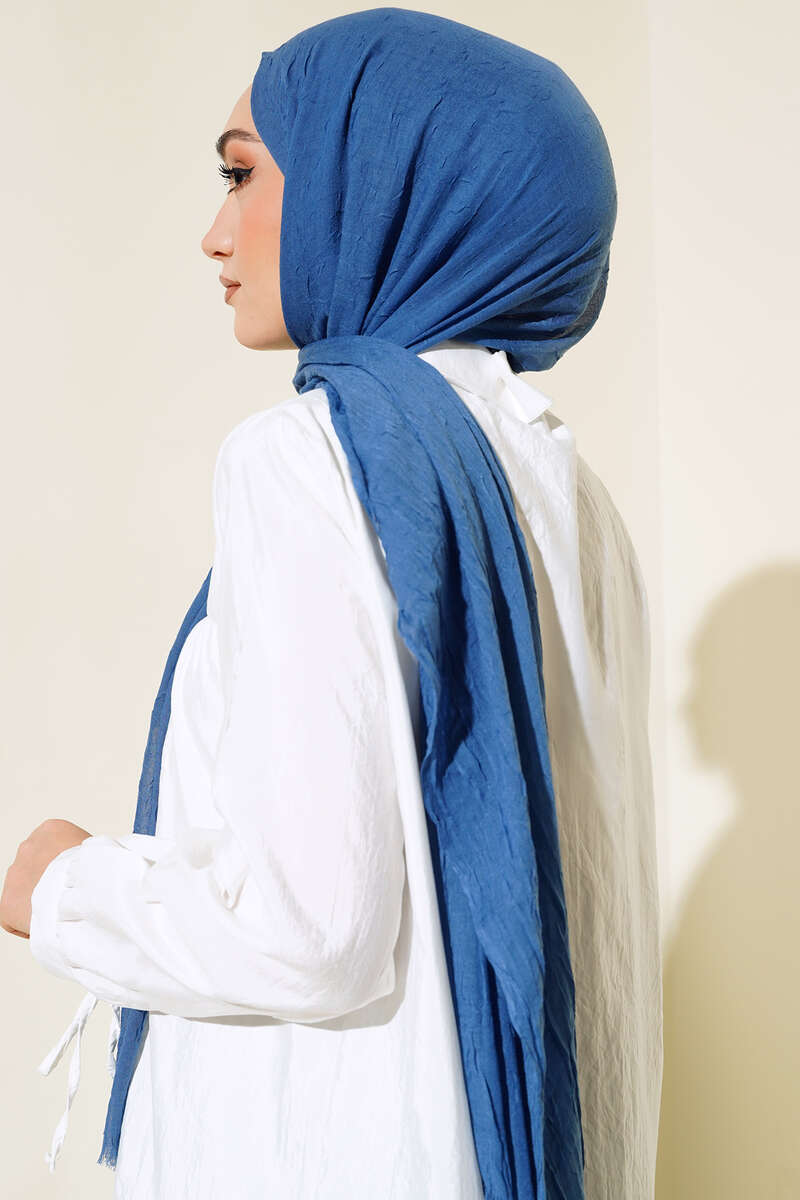 Organic Bamboo Crinkle Shawl - Indigo