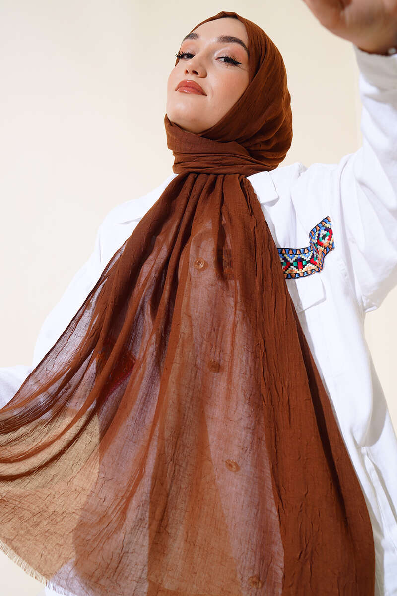 Organic Bamboo Crinkle Shawl - Brown