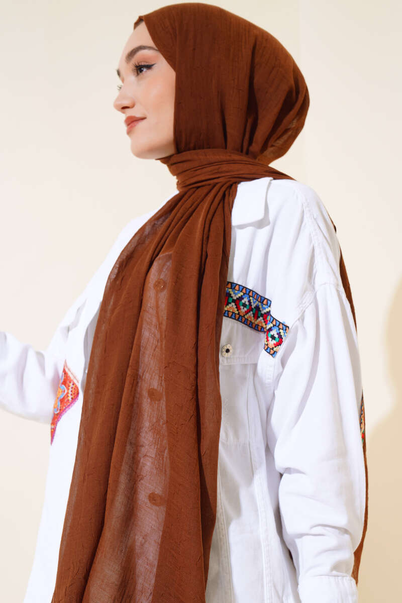 Organic Bamboo Crinkle Shawl - Brown