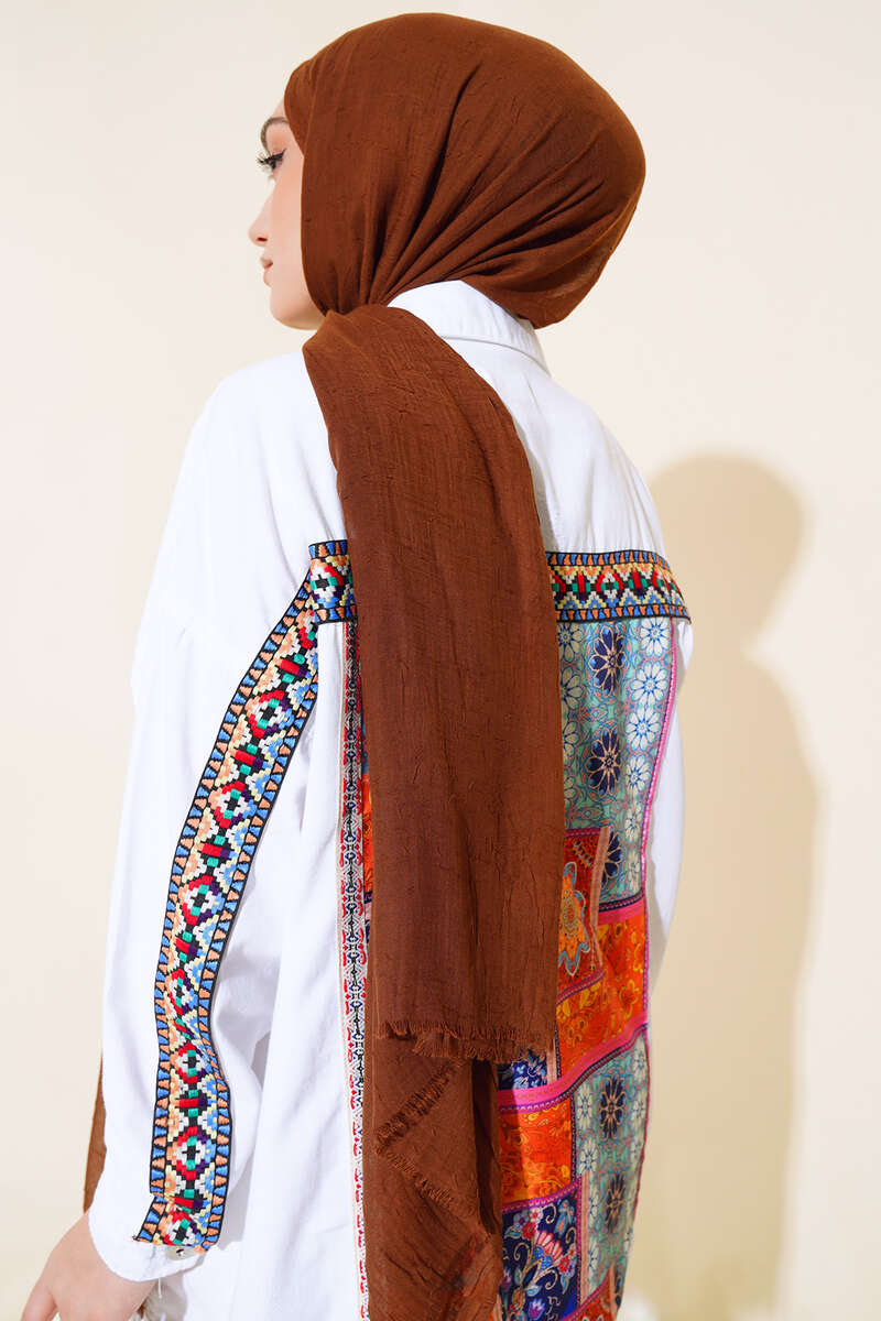 Organic Bamboo Crinkle Shawl - Brown