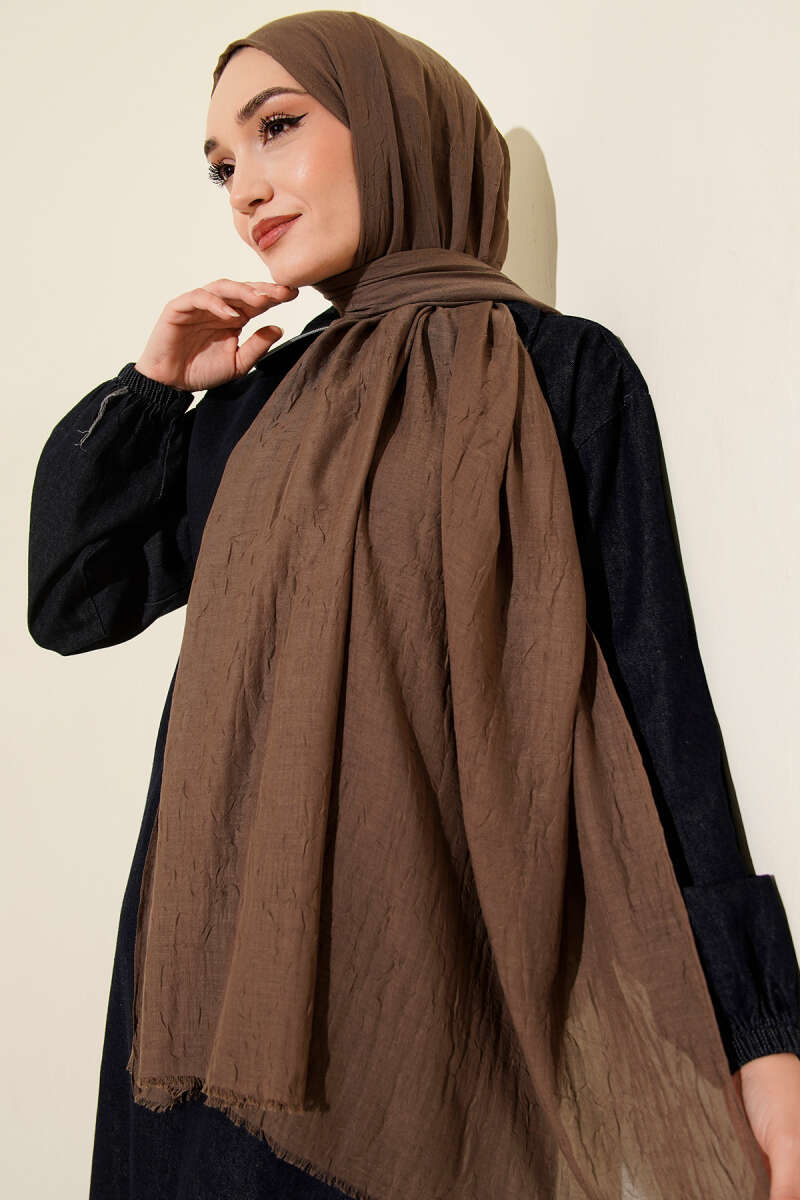 Organic Bamboo Crinkle Shawl - Dark Mink