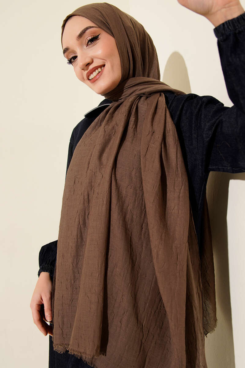 Organic Bamboo Crinkle Shawl - Dark Mink