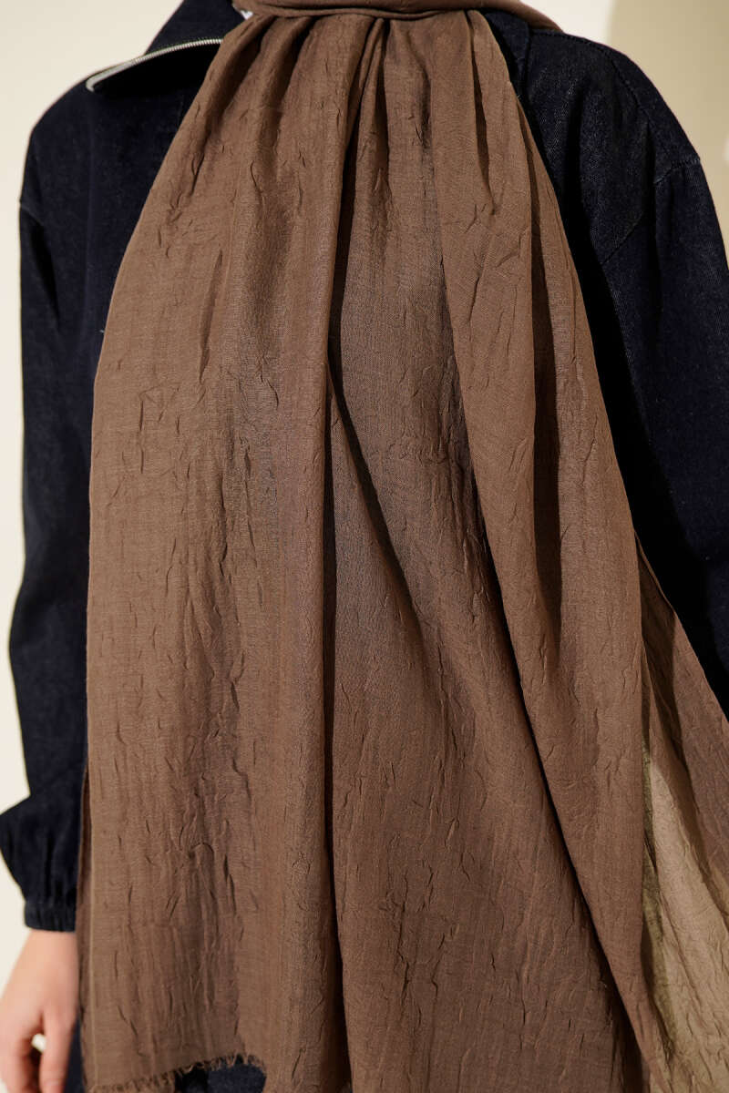 Organic Bamboo Crinkle Shawl - Dark Mink