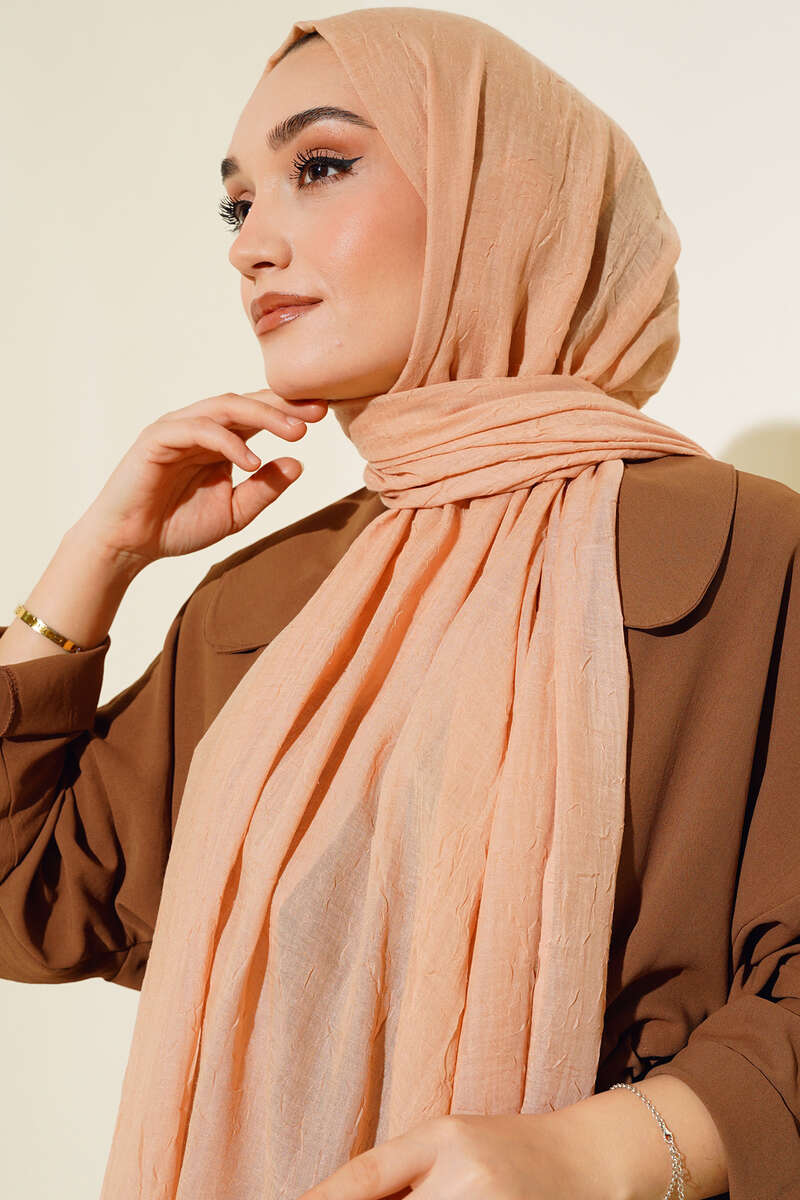 Organic Bamboo Crinkle Shawl - Latte