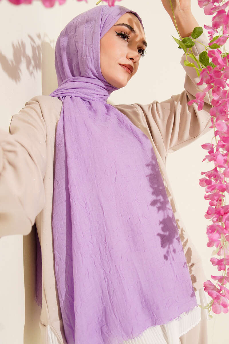 Organic Bamboo Crinkle Shawl - Lilac