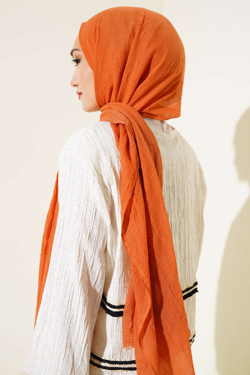 Organic Bamboo Crinkle Shawl - Coral