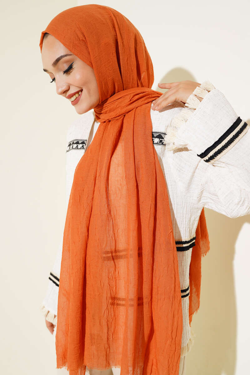 Organic Bamboo Crinkle Shawl - Coral