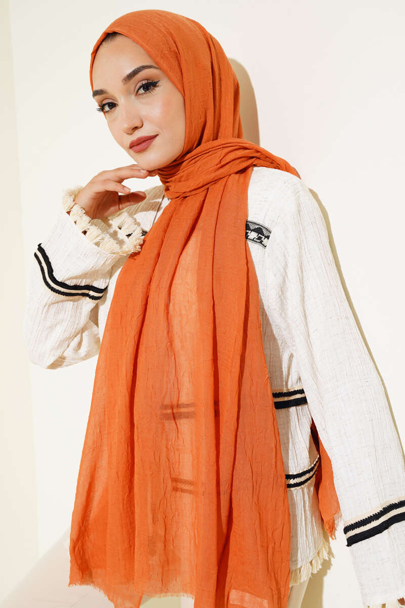 Organic Bamboo Crinkle Shawl - Coral