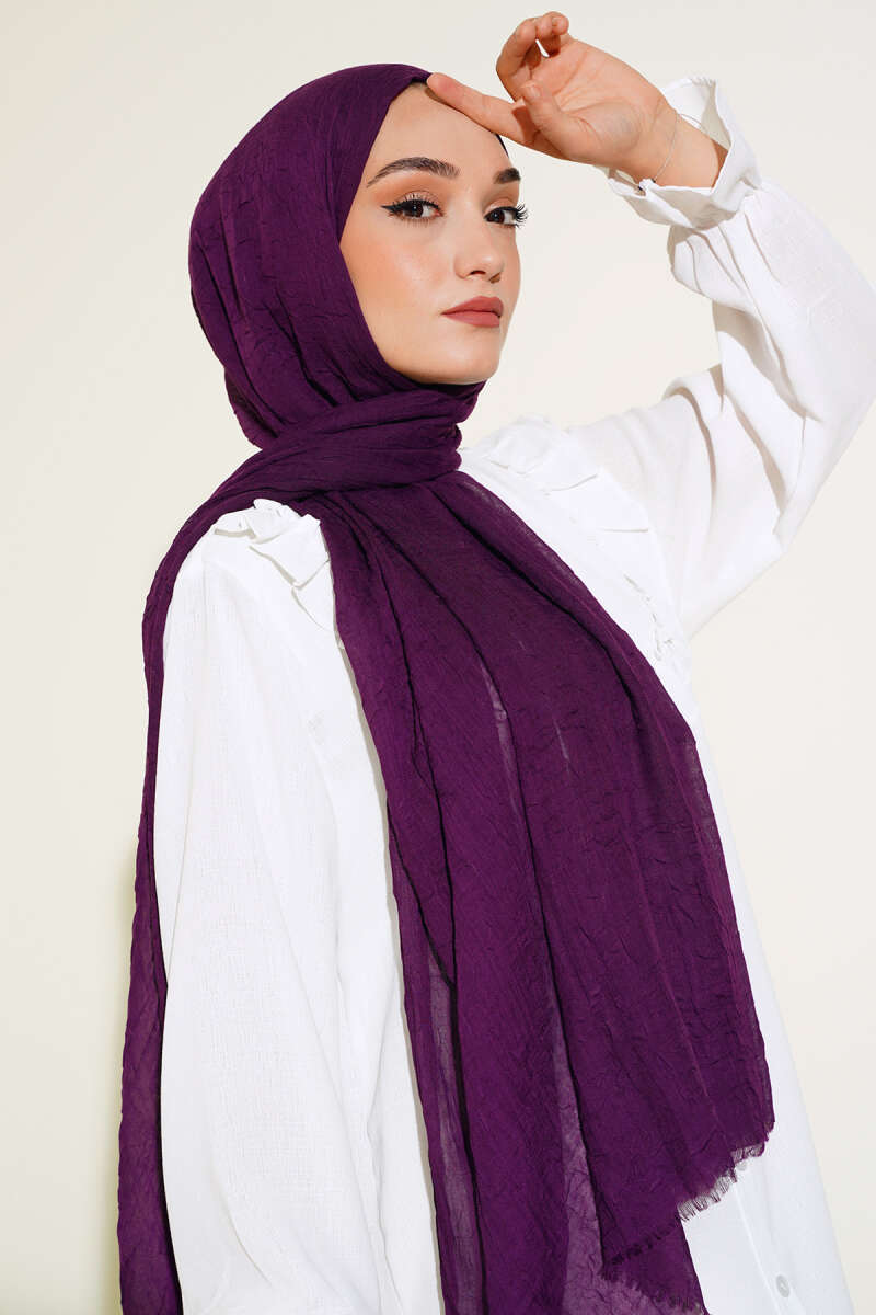 Organic Bamboo Crinkle Shawl - Plum