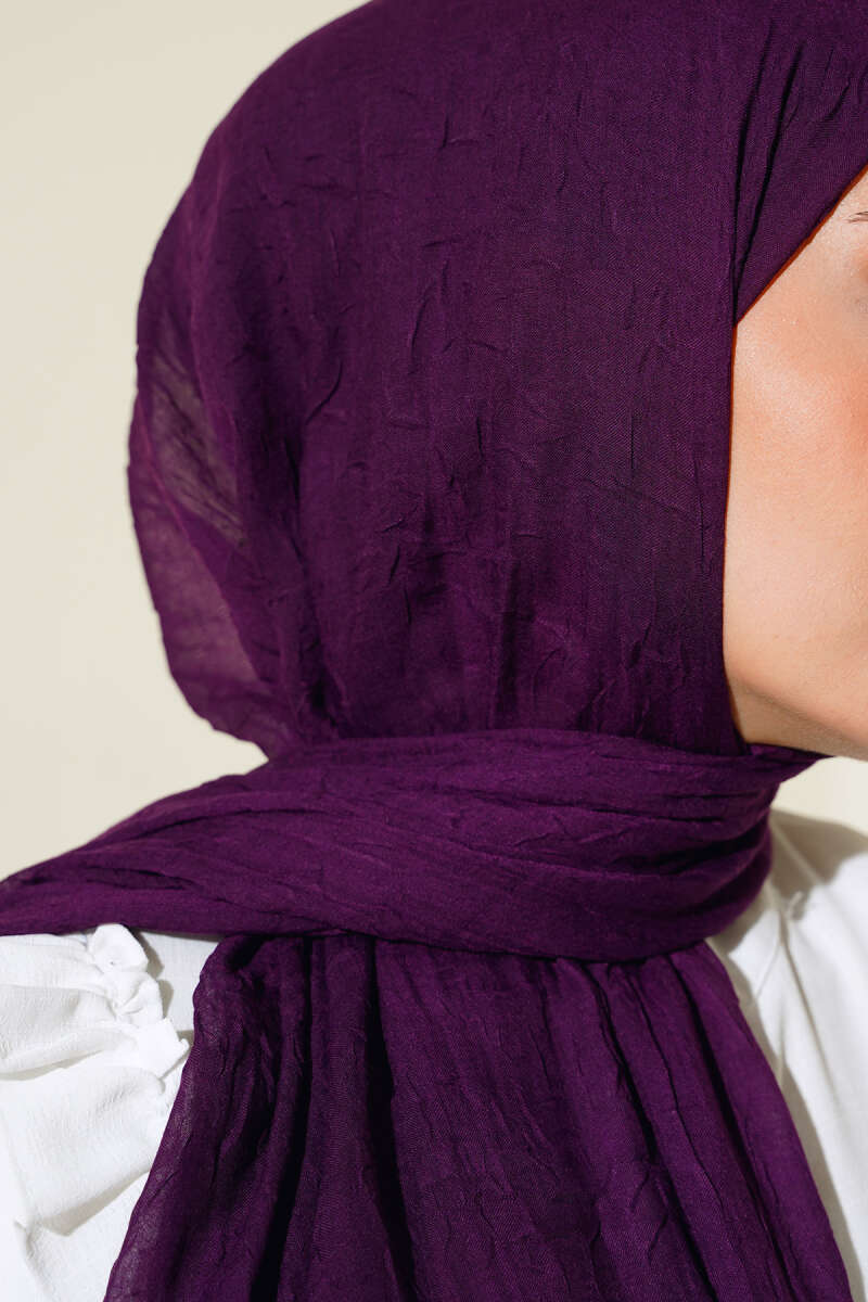 Organic Bamboo Crinkle Shawl - Plum