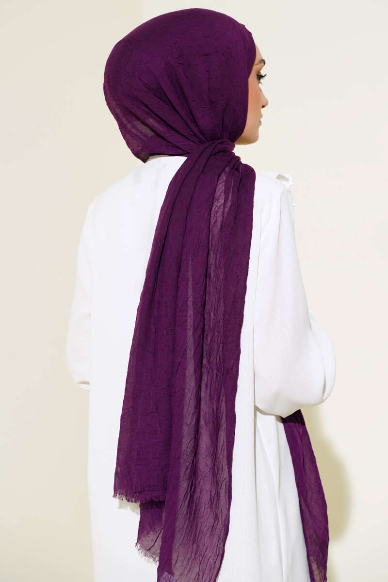 Organic Bamboo Crinkle Shawl - Plum