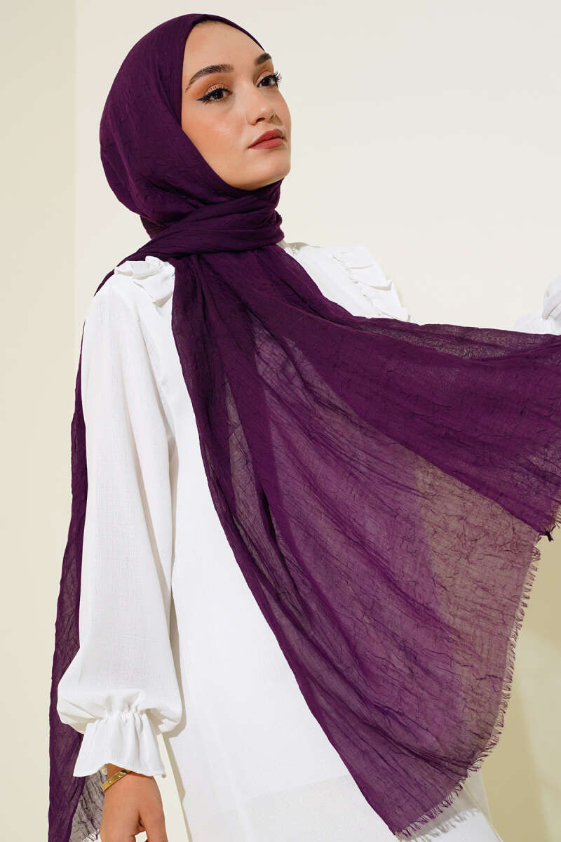 Organic Bamboo Crinkle Shawl - Plum